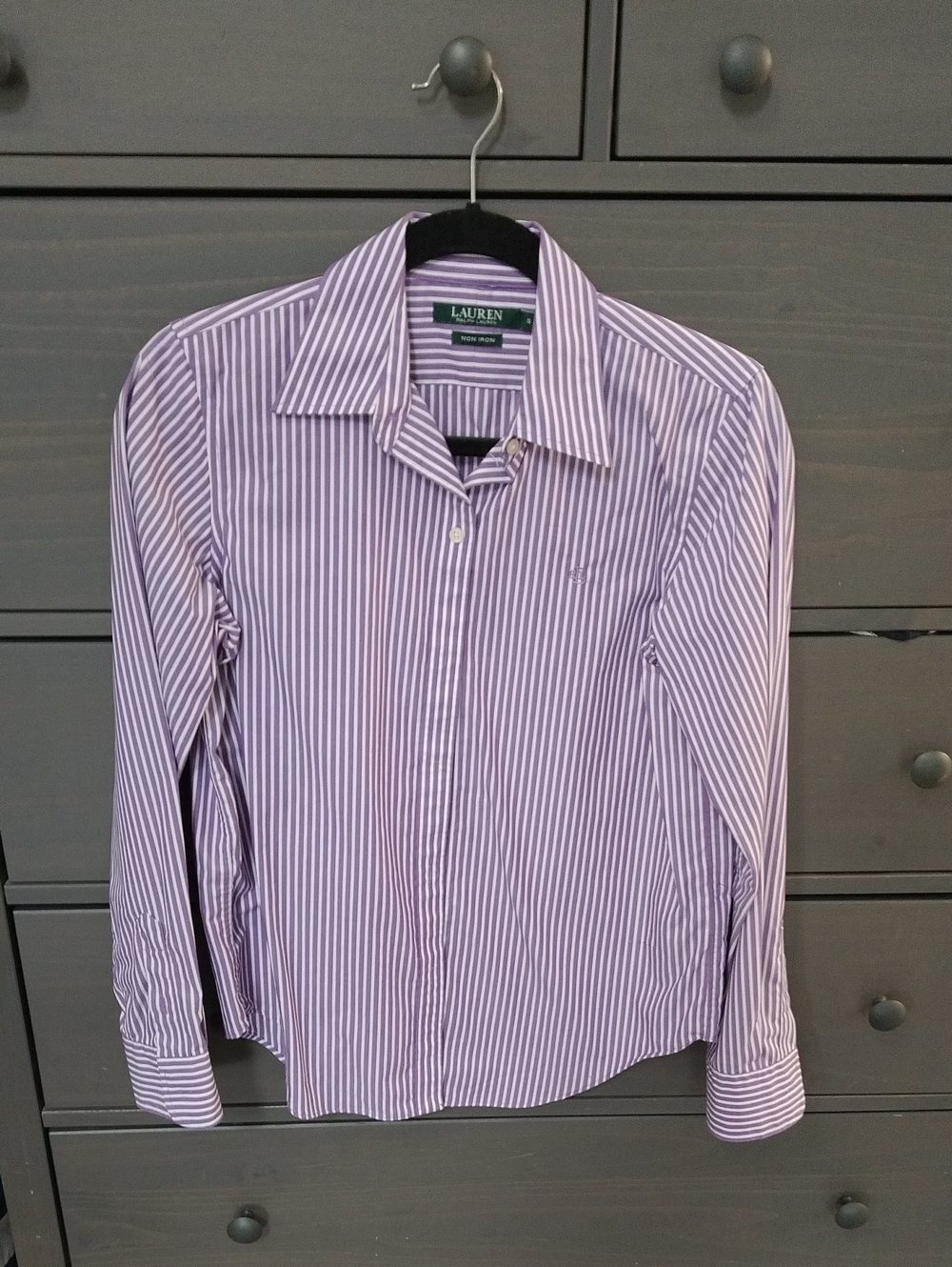 Lauren Ralph Lauren Women’s Lavender and White Striped Dress Shirt
